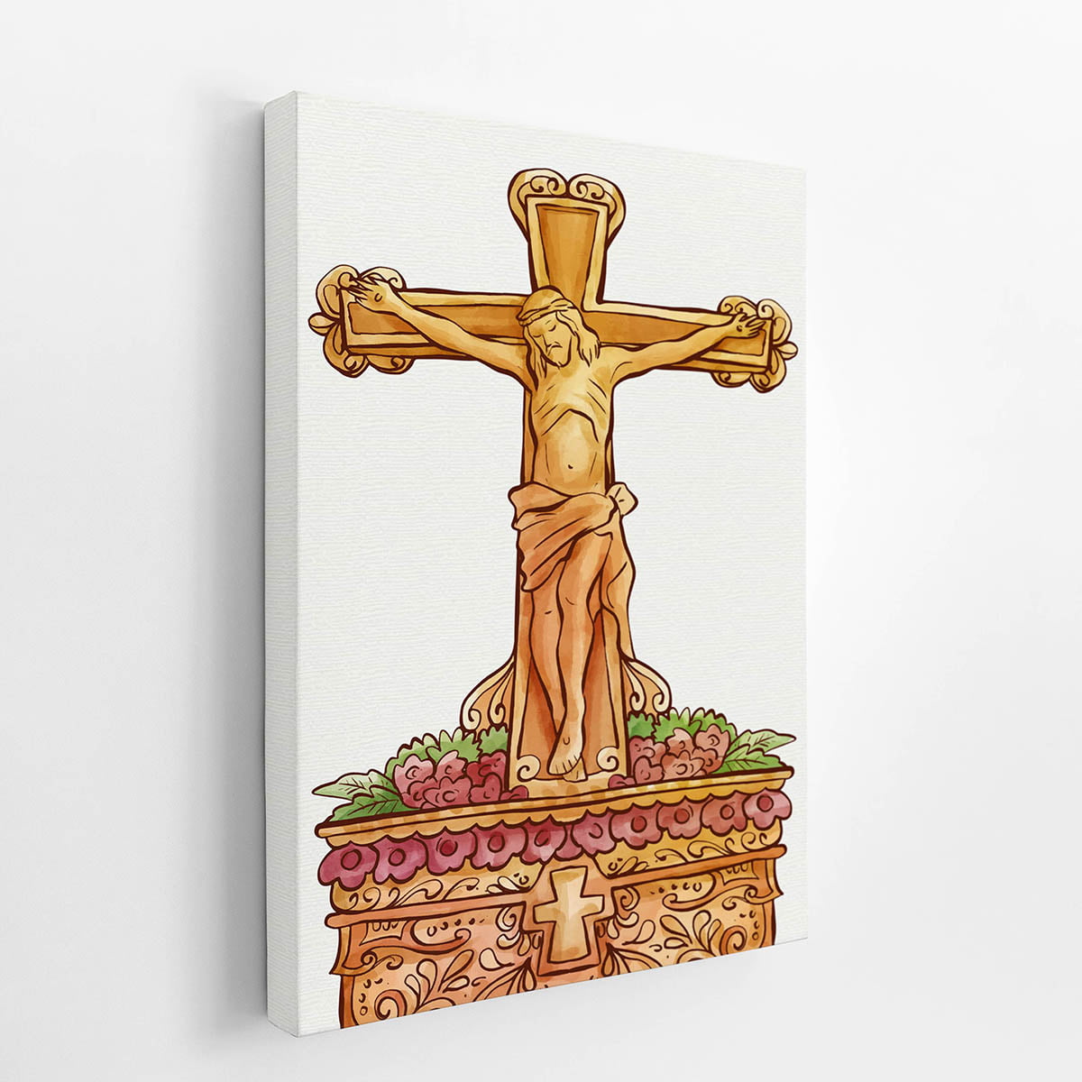 Quadro Desenho Jesus Cristo Crucificado Canvas Loja PlimShop