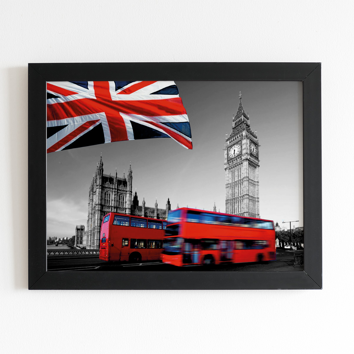 Big Ben Londres Onibus Quadro Moldura Preta 60x40cm