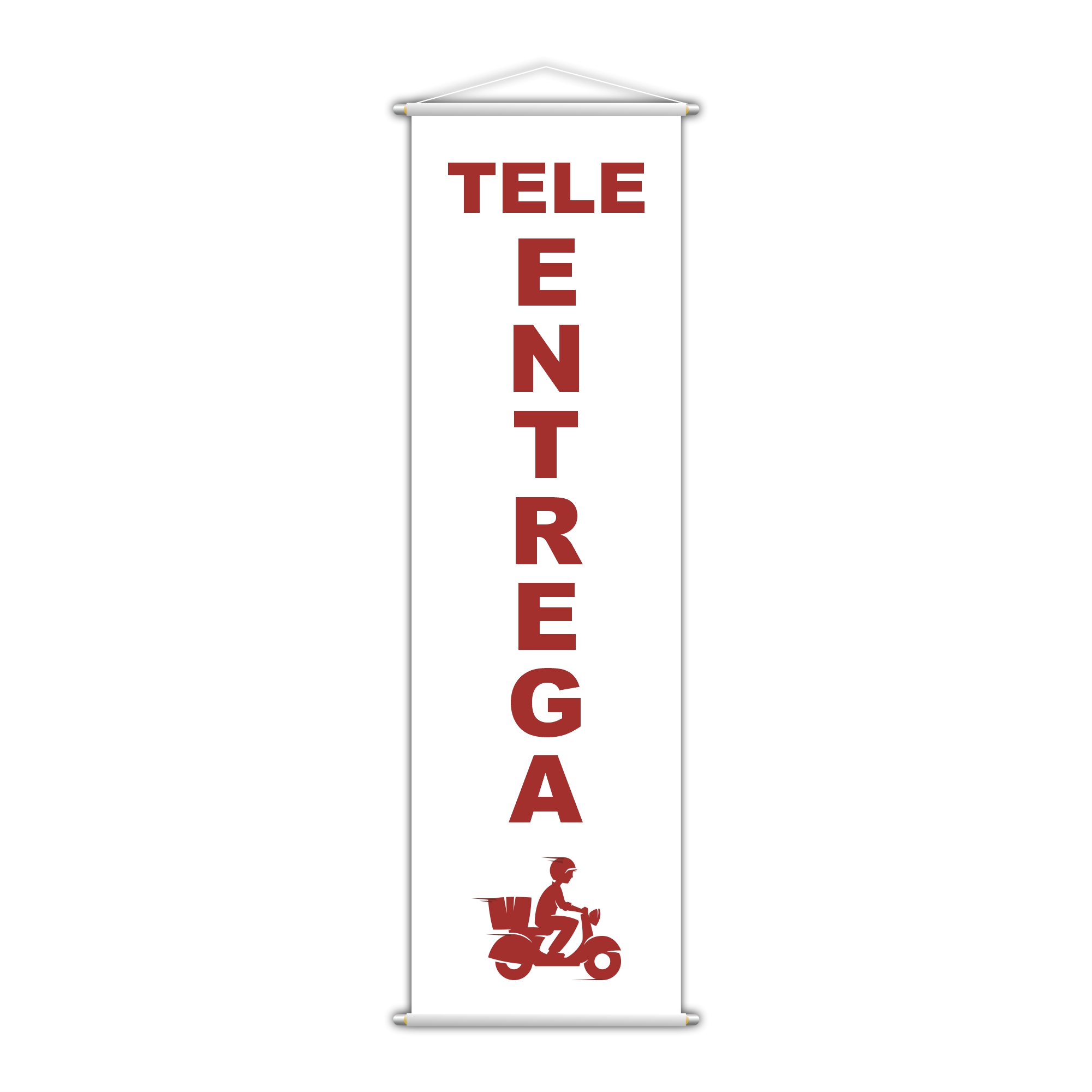 Banner Tele Entrega Delivery Serviço Confiável Branco 100x30cm