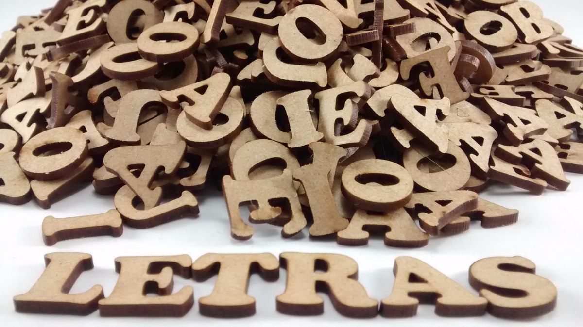 Kit de Letras De A A Z Alfabeto em Mdf Cru - 100 peças 2cm De Altura