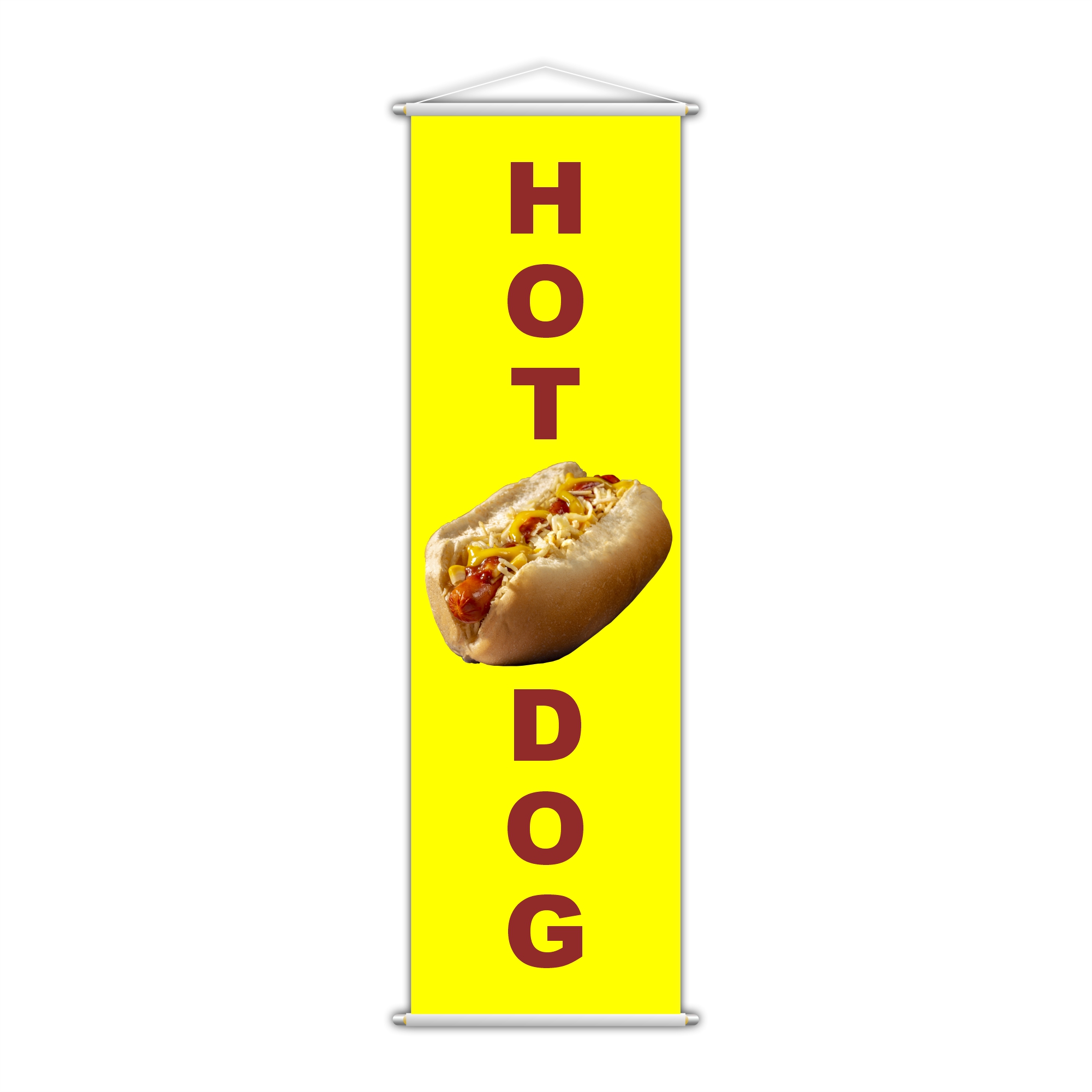 Banner Hot Dog Amarelo Cachorro Quente Lanche 100x30cm