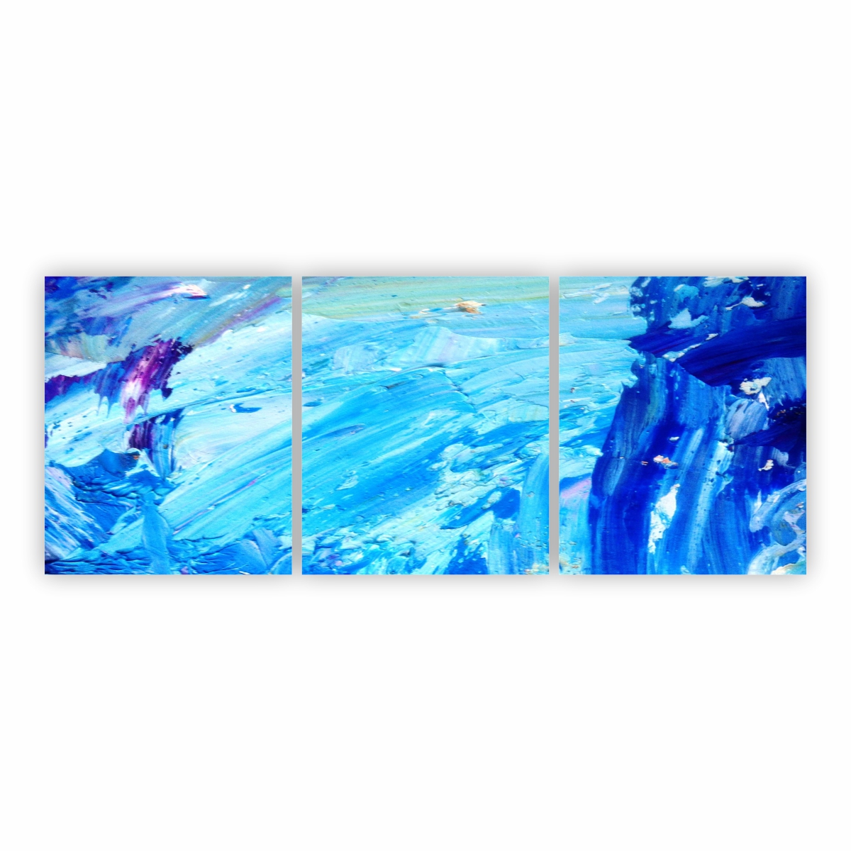 Quadro Abstrato Manchas Tons De Azul em Canvas 180x70cm