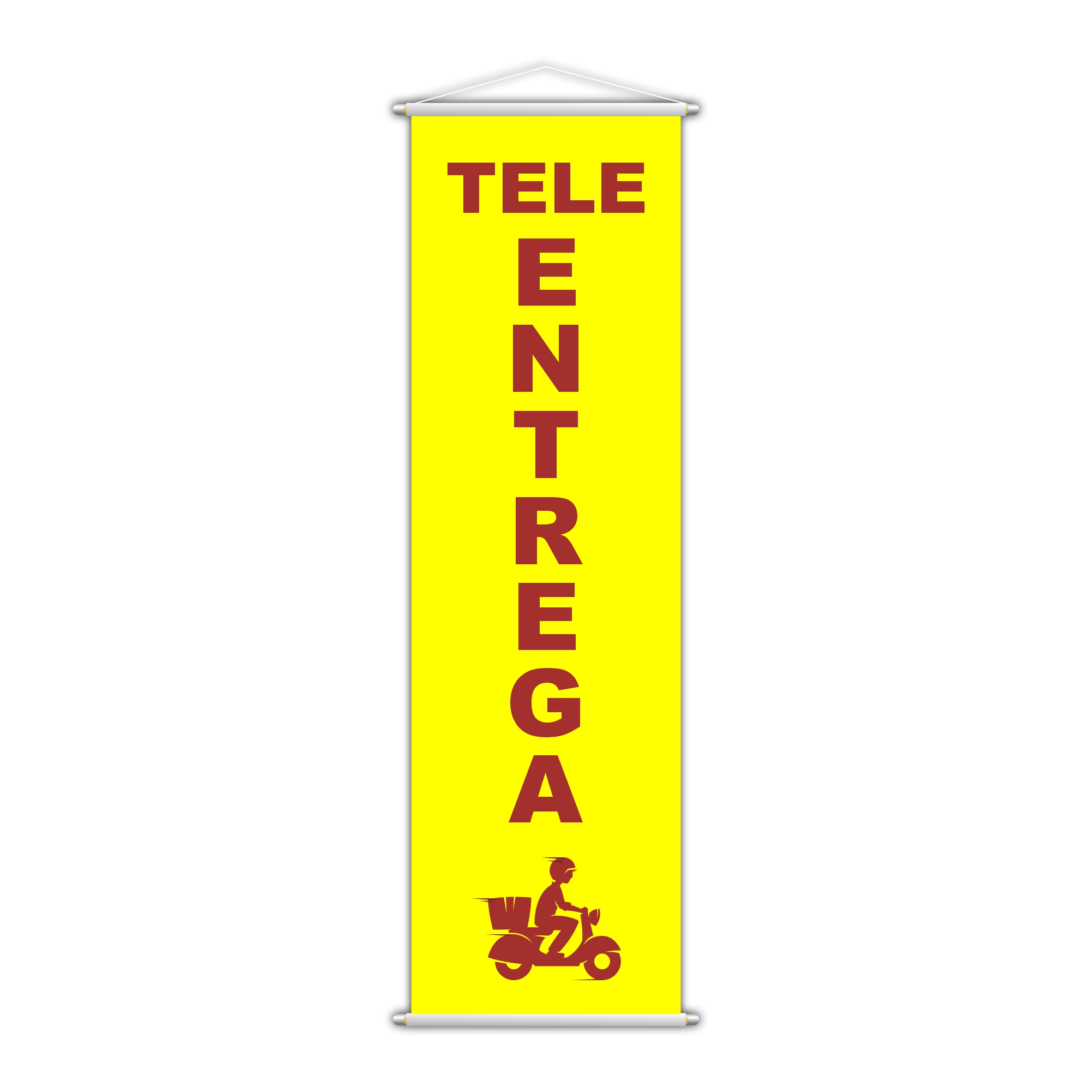 Banner Tele Entrega Delivery Serviço Confiável Amarelo 100x30cm