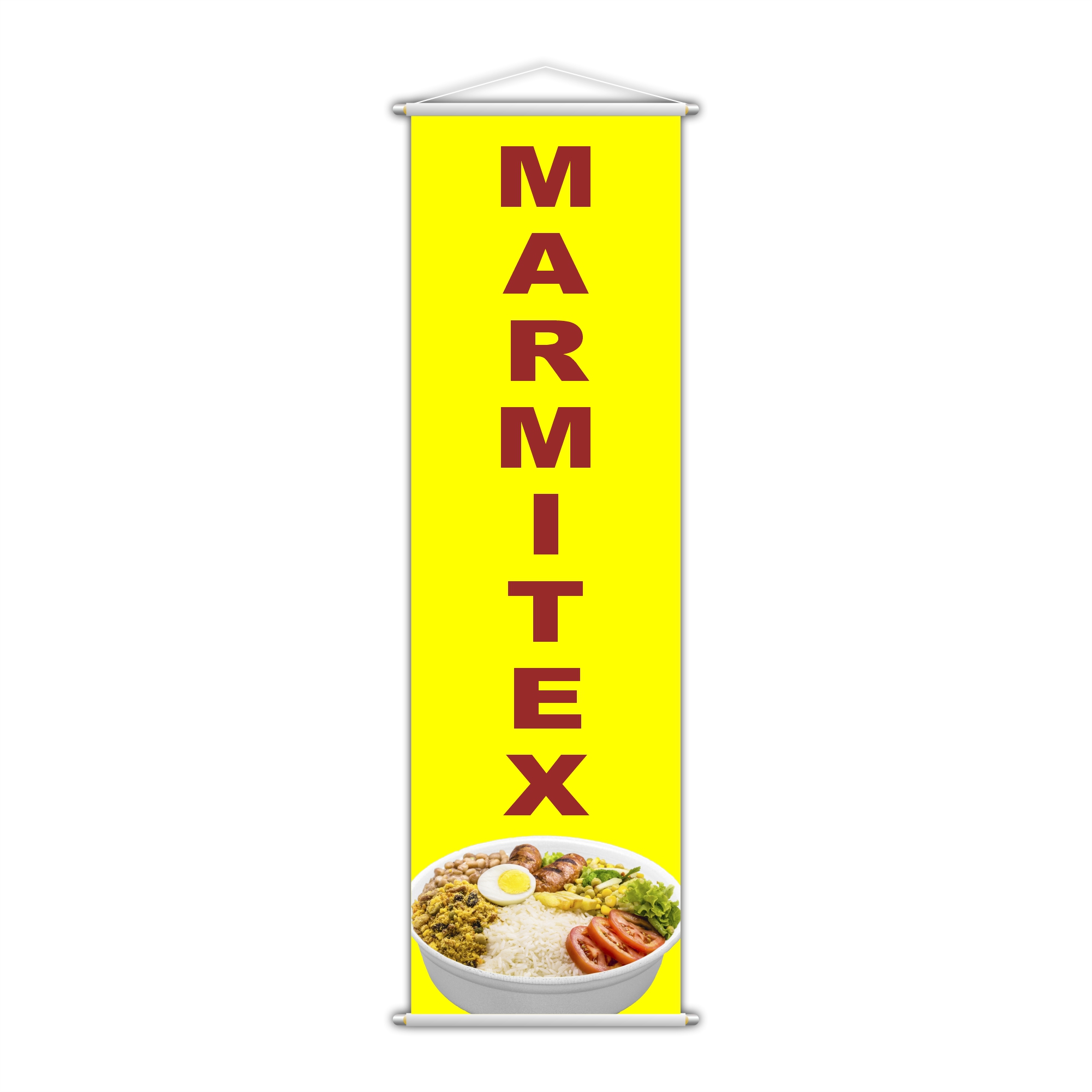 Banner Marmitex Restaurante Comida Serviço Amarelo 100x30cm
