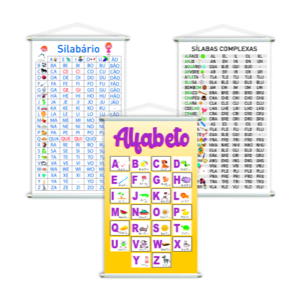 Alfabeto + Silabário + Complexo Kit 3 Banners