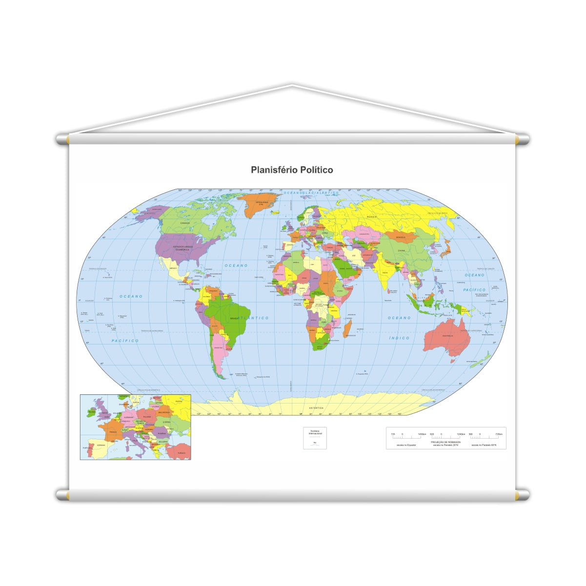 Mapa parede faibo planisfero politico magnetico moldura d