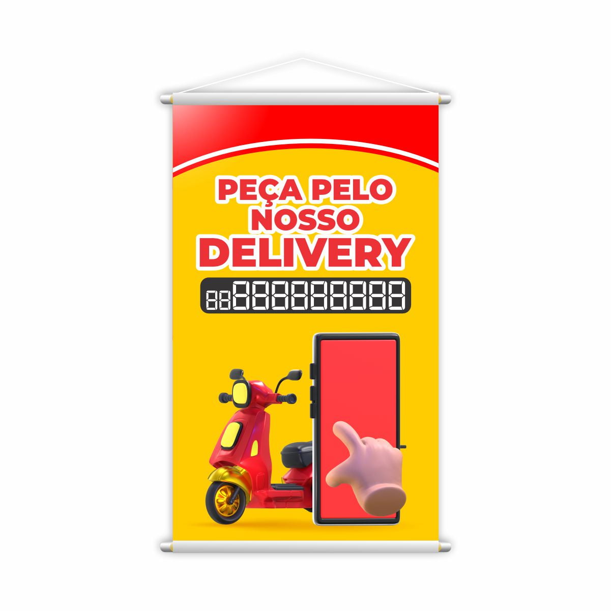 Banner Peça Pelo Delivery Telefone Contato Motoboy