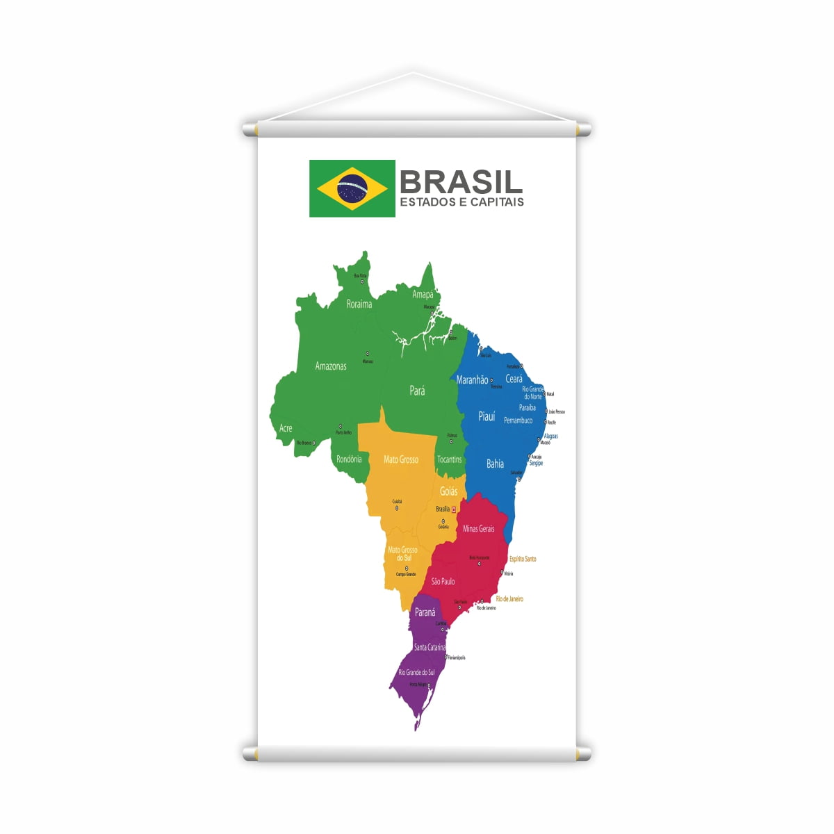 Banner Pedagógico Mapa Estados e Capitais do Brasil