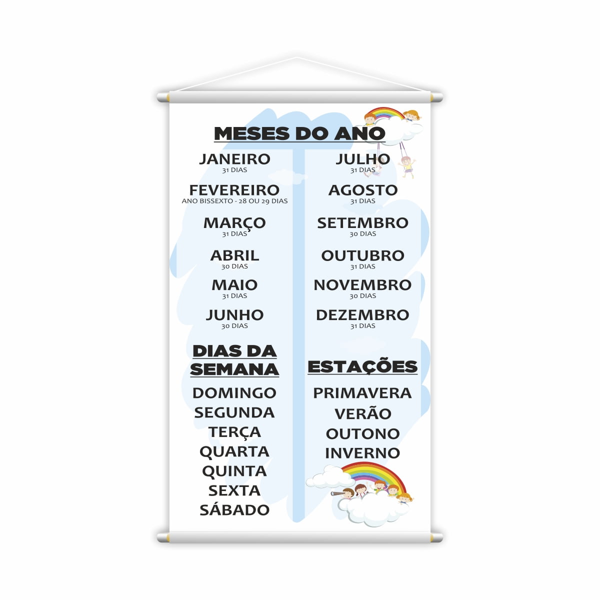 Banner Pedagógico Meses do Ano, Estações e Dias da Semana