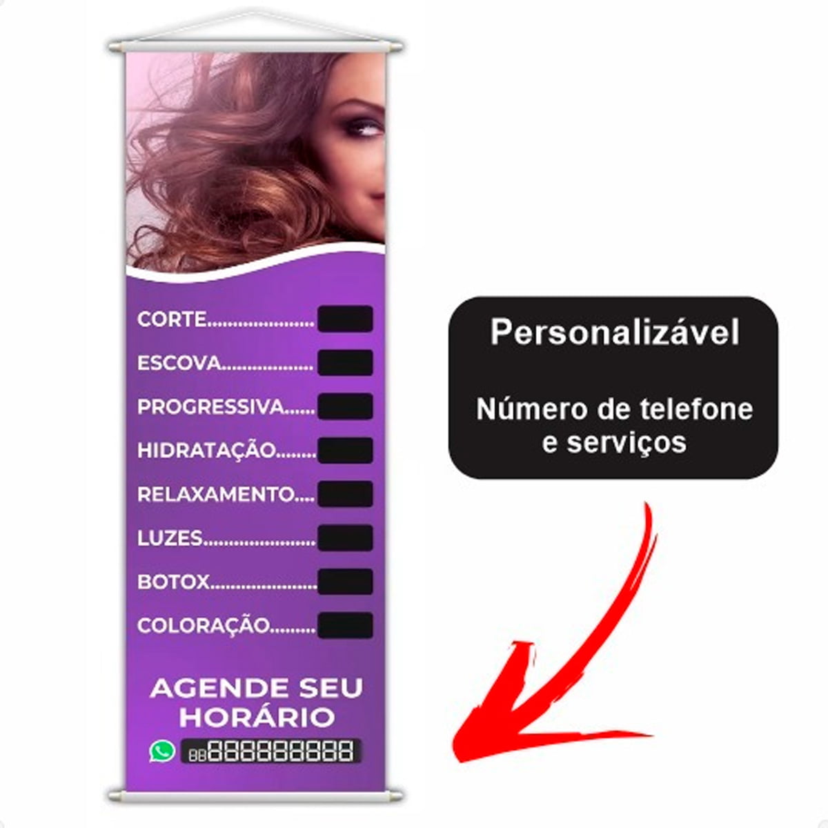 Banner Salão de Beleza Tratamentos Diversos com Contato Preto