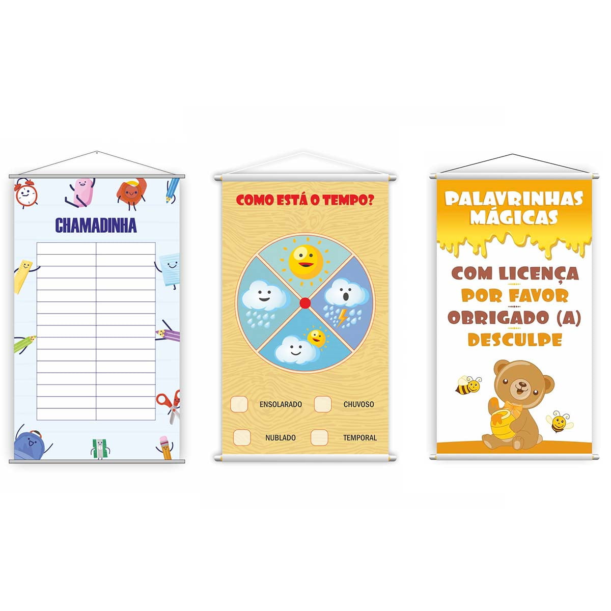 Kit Com 3 Banners Escolares Para Educação Infantil