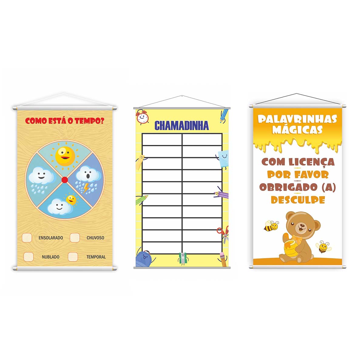 Kit De 3 Banners Escolares Para Educação Infantil