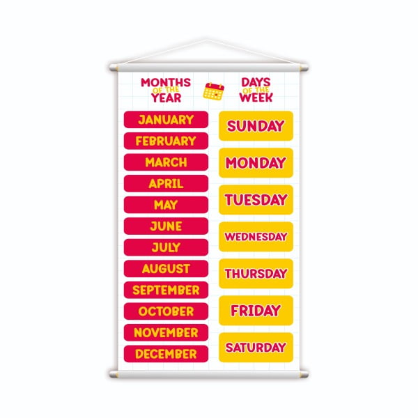 Quadro Decorativo Dias da Semana em Ingles