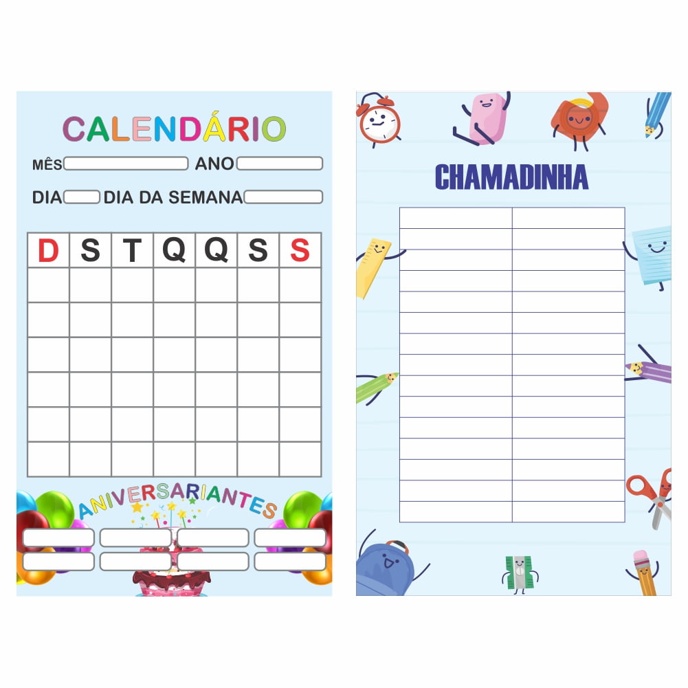 Kit de 2 Banners Escolares Calendário e Aniversariantes + Chamadinha 30  alunos - Loja PlimShop