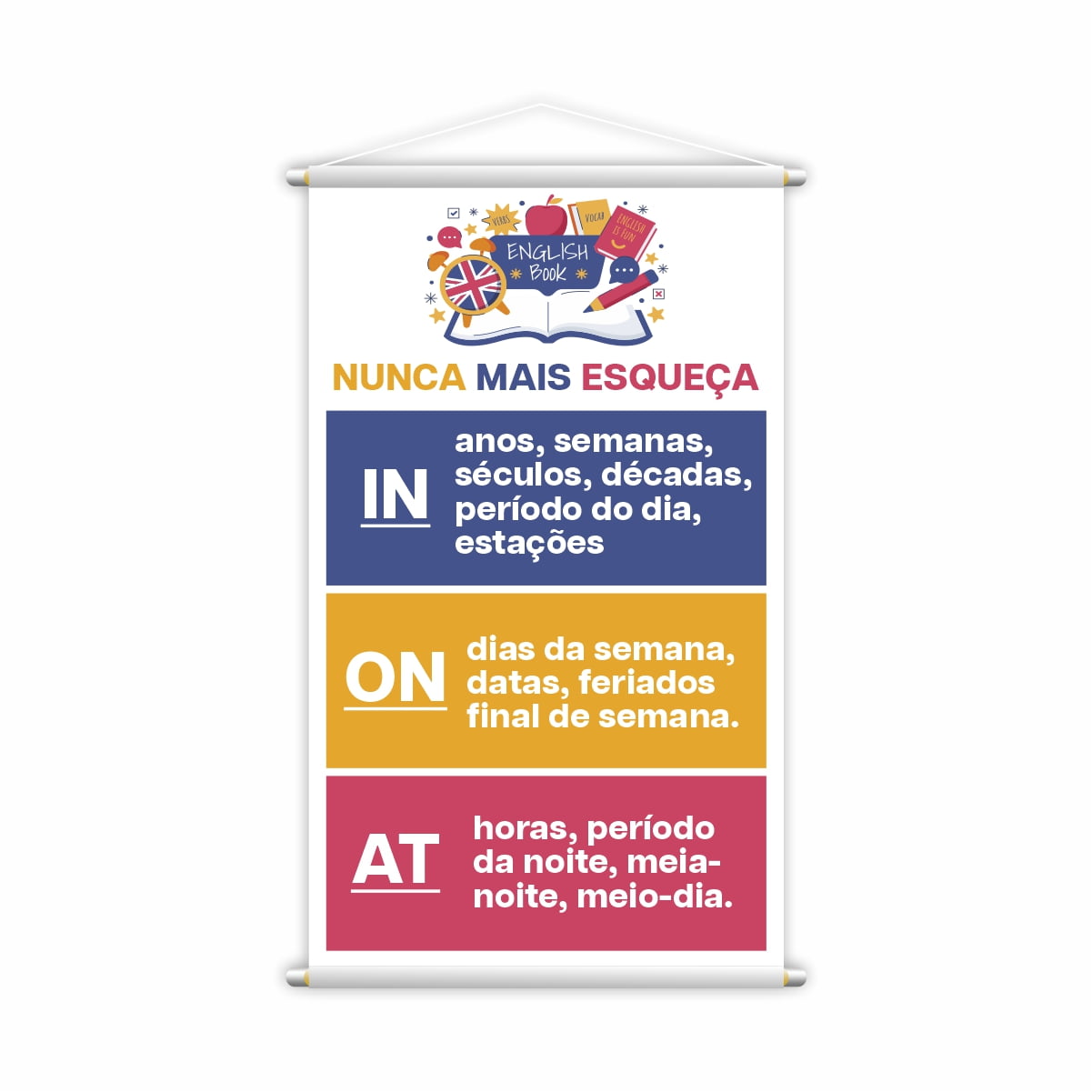 Placa Educacional Dias da Semana em Inglês, Parcelado S/ Juros