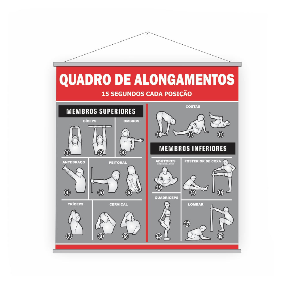 Banner Quadro de Alongamentos Academia Musculação Flexibilidade 100x100cm