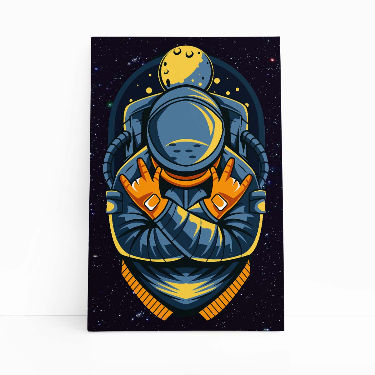 Astronauta Azul Desenho Lua Universo Quadro Canvas