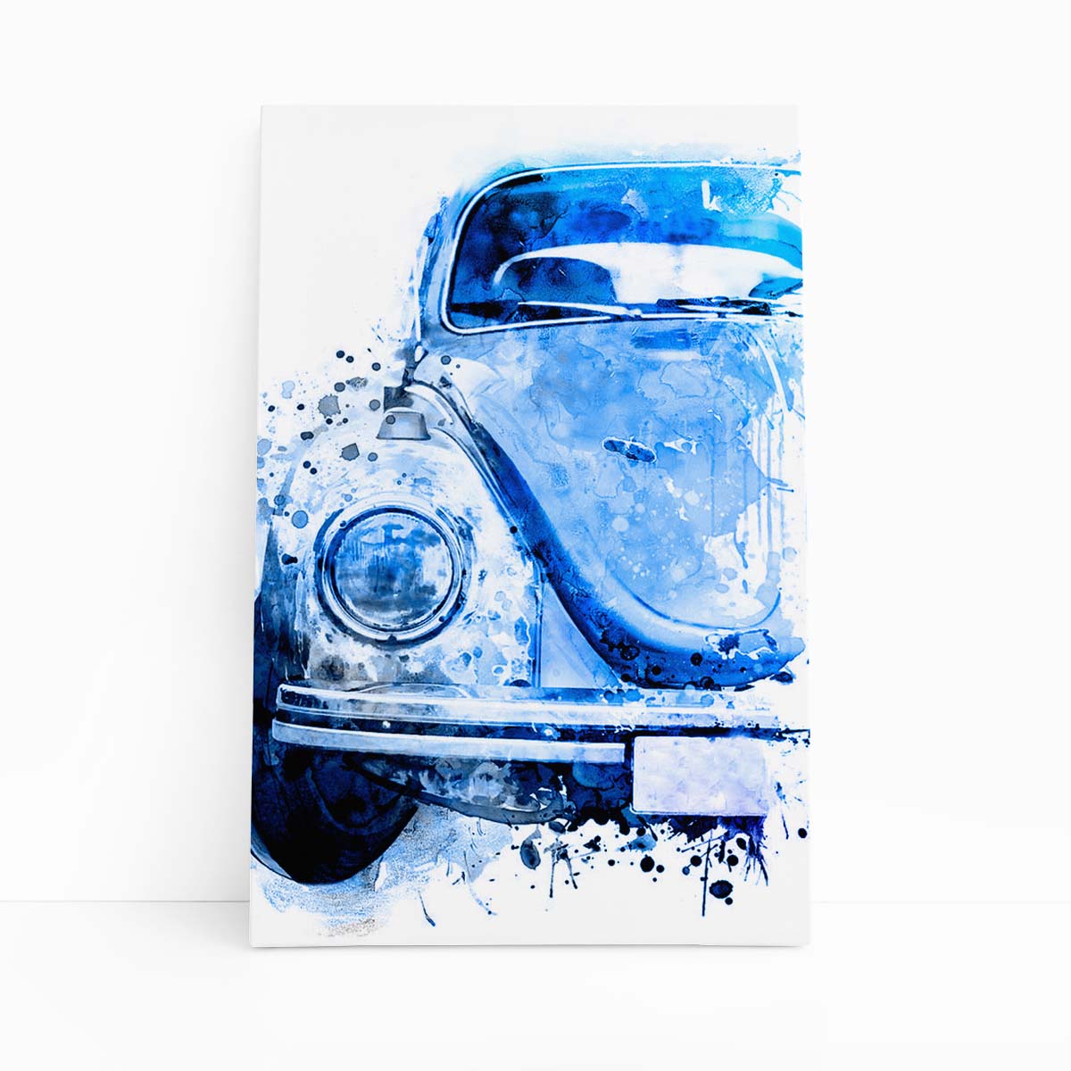 Fusca Arte Aquarela Azul Ciano Carro Quadro Canvas