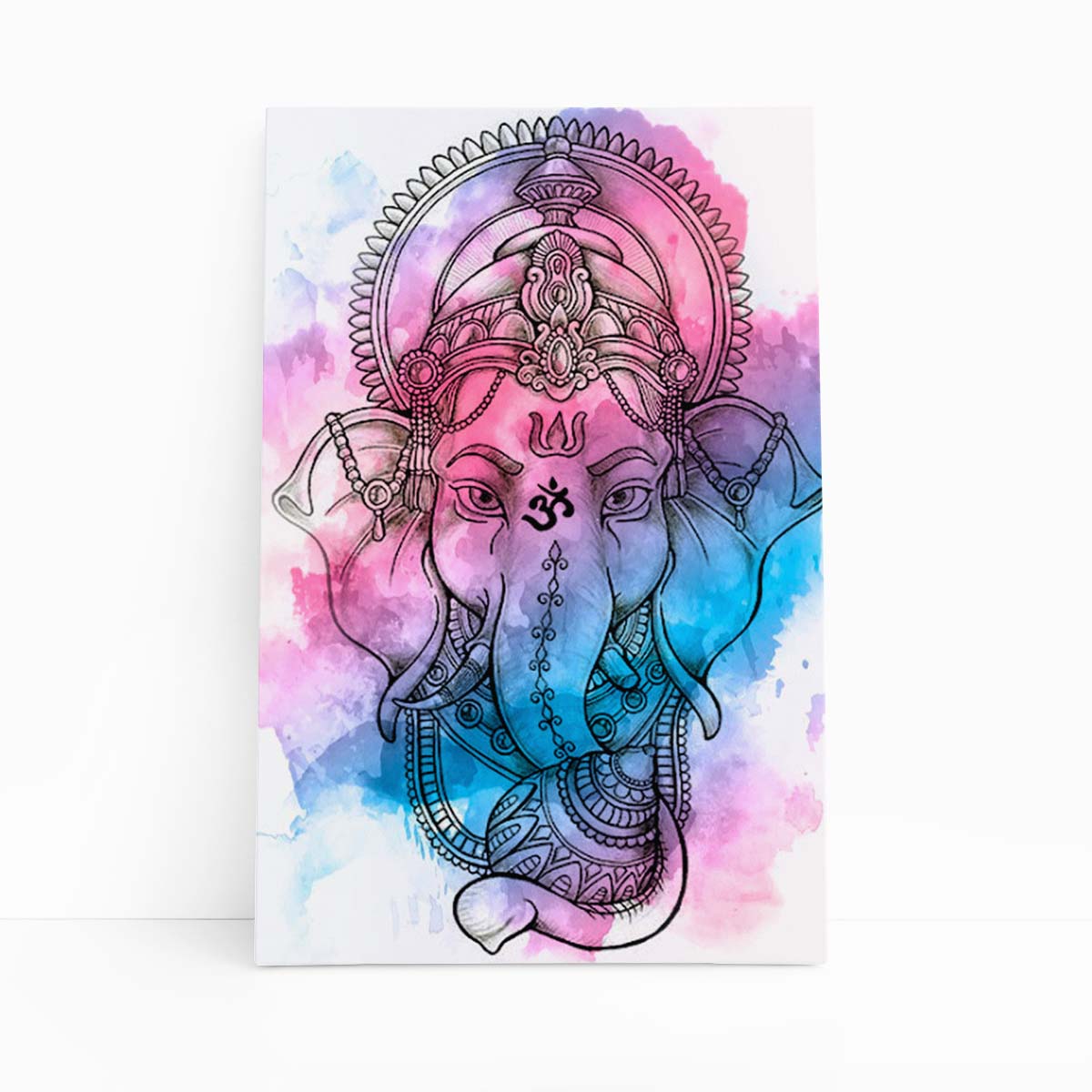 Ganesha Deus Hindu Aquarela Colorido Quadro Canvas