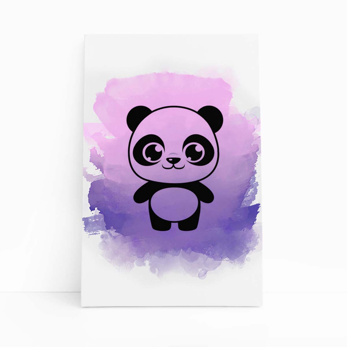 Panda Desenho Animais Roxo Infantil Quadro Canvas