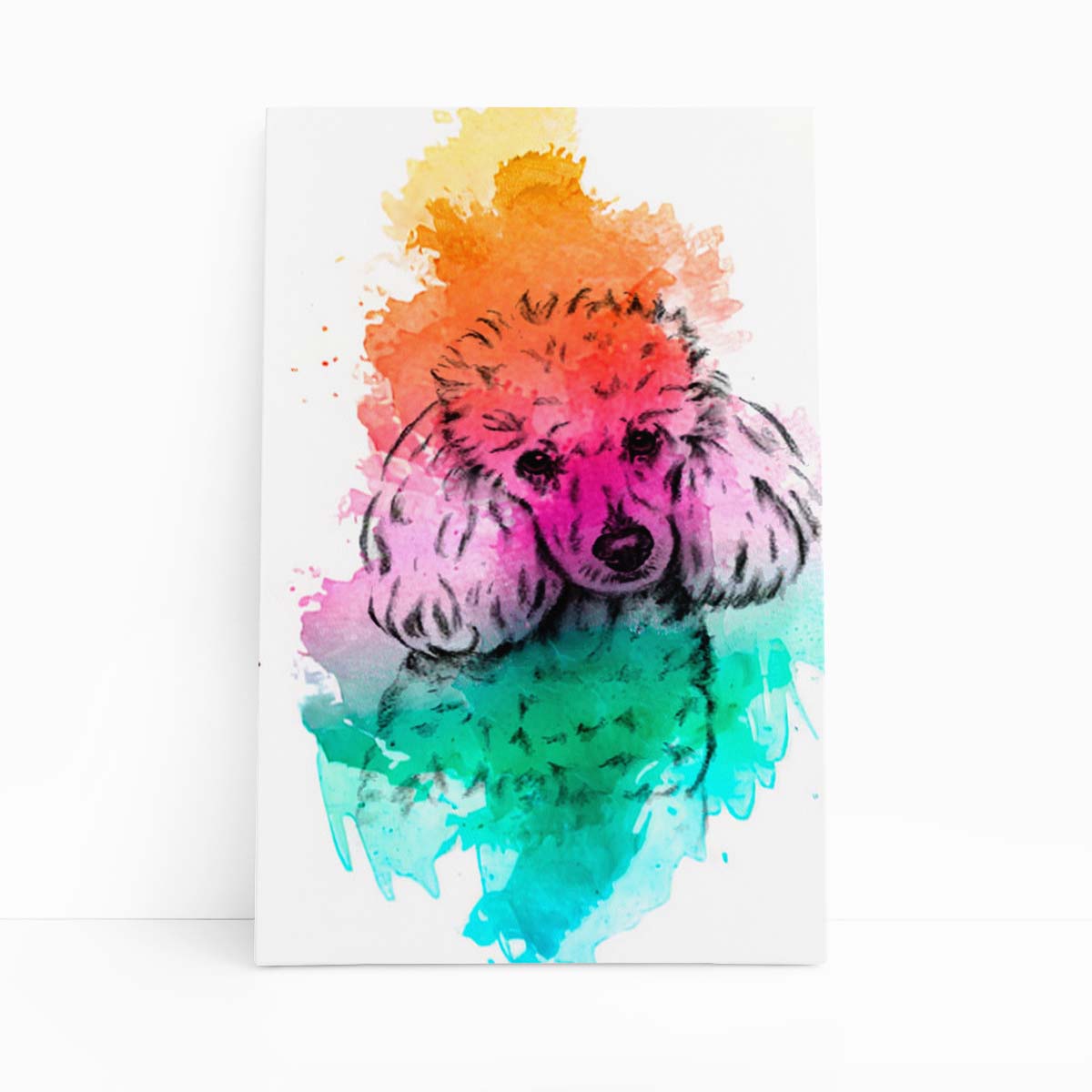 Poodle Cachorro Aquarela Laranja Quadro Canvas 