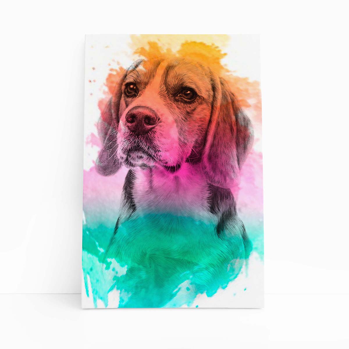 Quadro Beagle Cachorro Aquarela Tinta Canvas