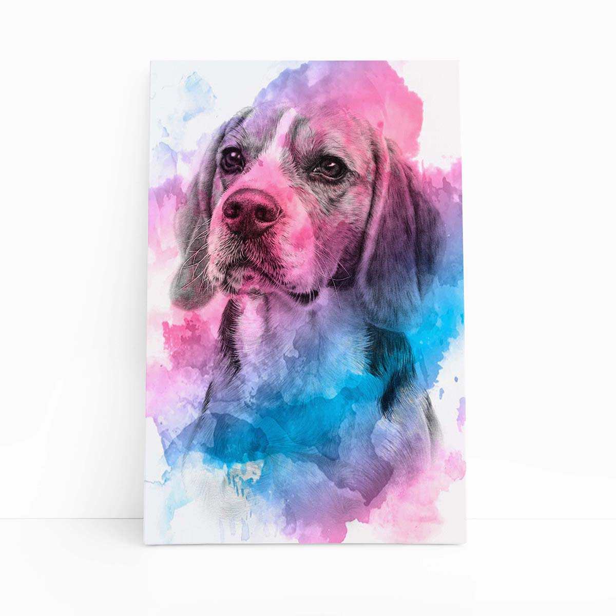 Quadro Cachorro Beagle Tinta Aquarela Canvas