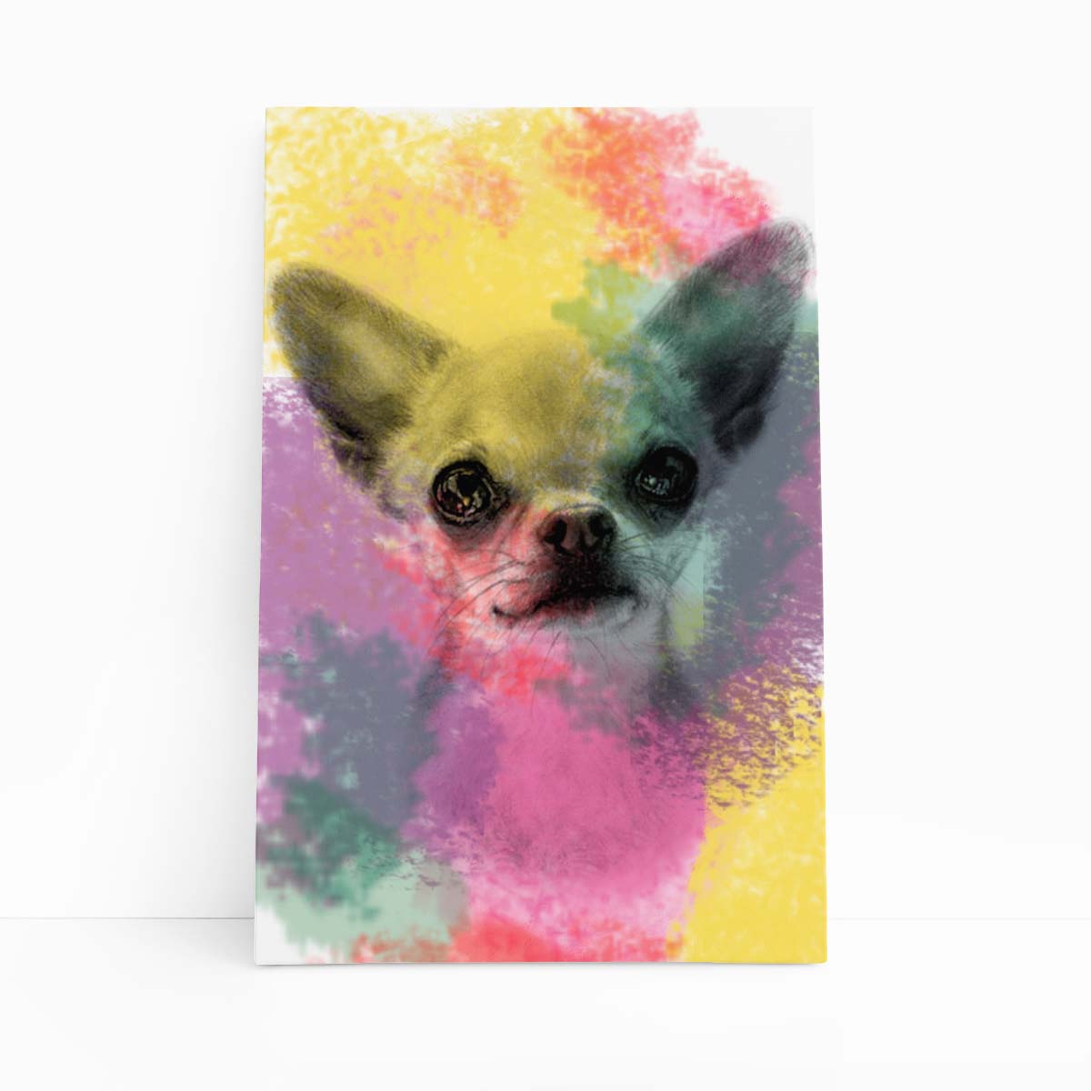 Quadro Cachorro Chihuahua Aquarela Colorido Canvas