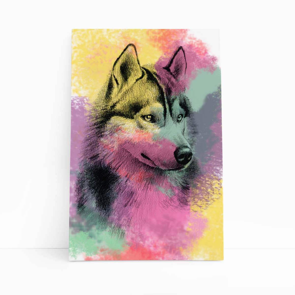 Quadro Cachorro Husky Siberiano Aquarela Canvas