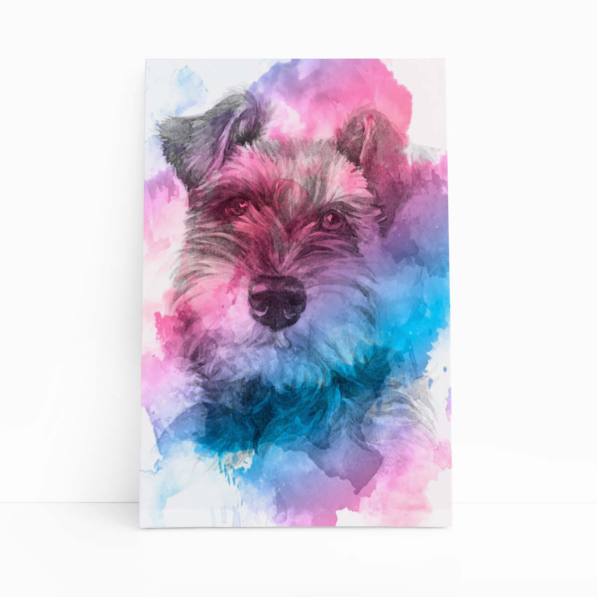 Quadro Cachorro Schnauzer Aquarela Tinta Canvas