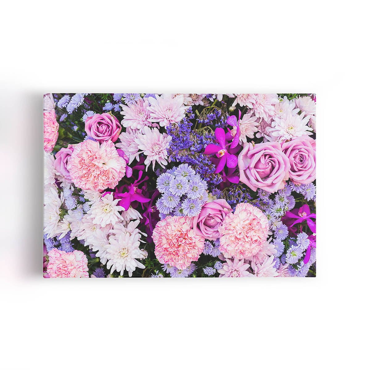 Quadro Flores em Tons de Roxo Rosa e Lilás Canvas 