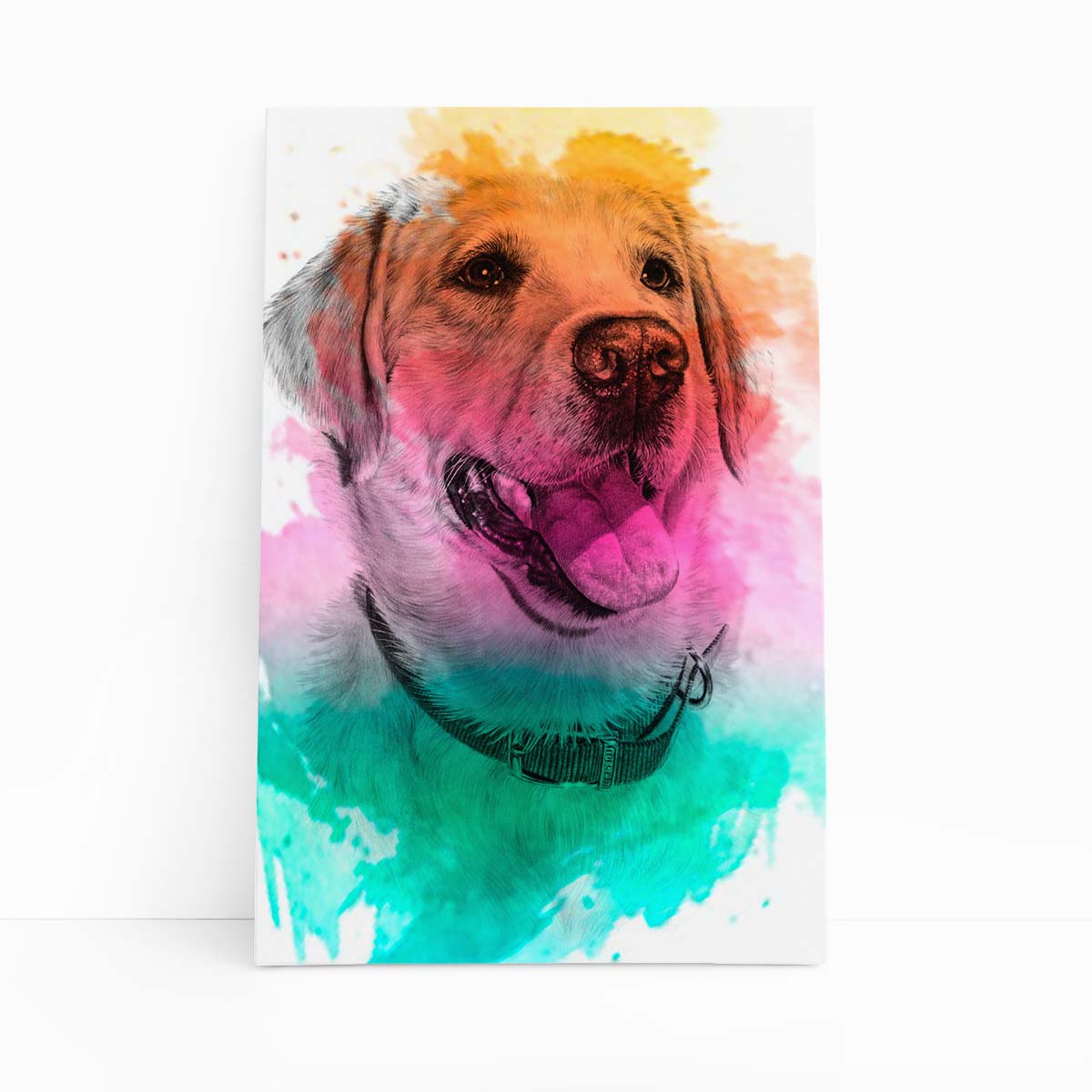 Quadro Labrador Cachorro Tinta Aquarela Canvas