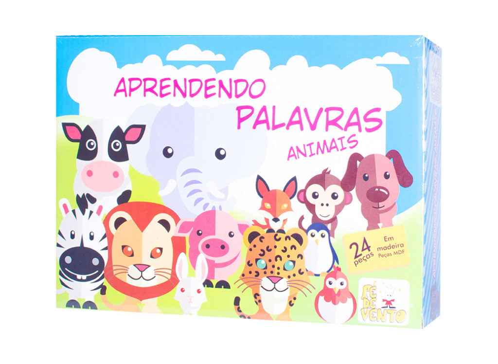 Jogo Aprendendo Palavras Animais 24 Peças Infantil Didático 