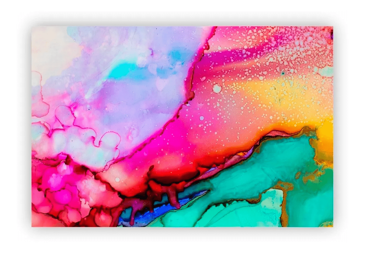 Quadro Canvas Premium Abstrato Colorido Com Moldura