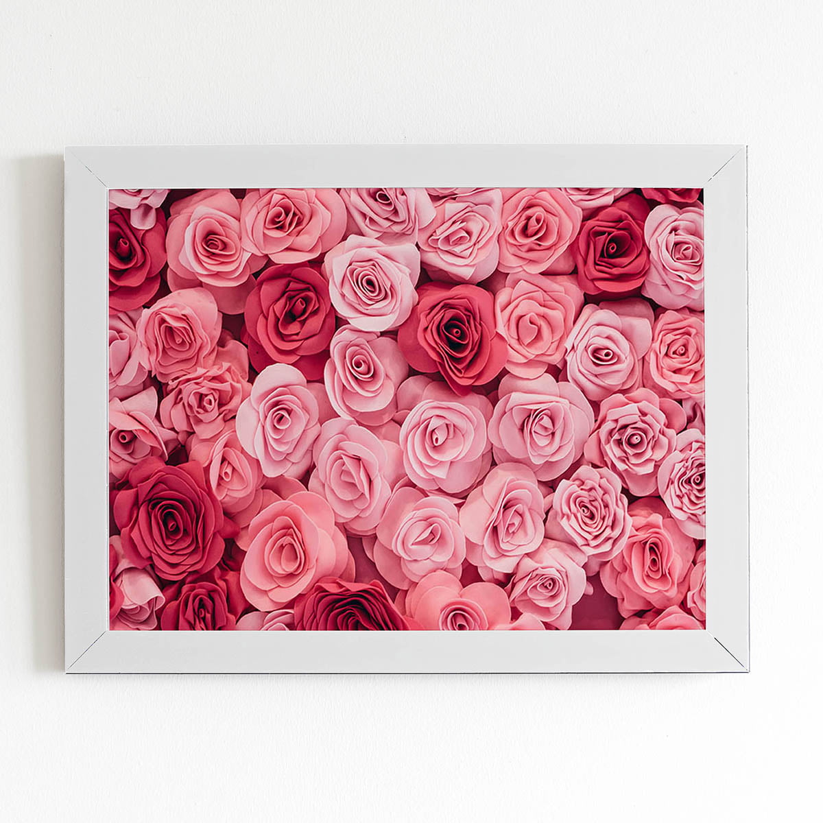 Quadro Rosas Vermelhas Fotografia Moldura Branca 60x40cm 