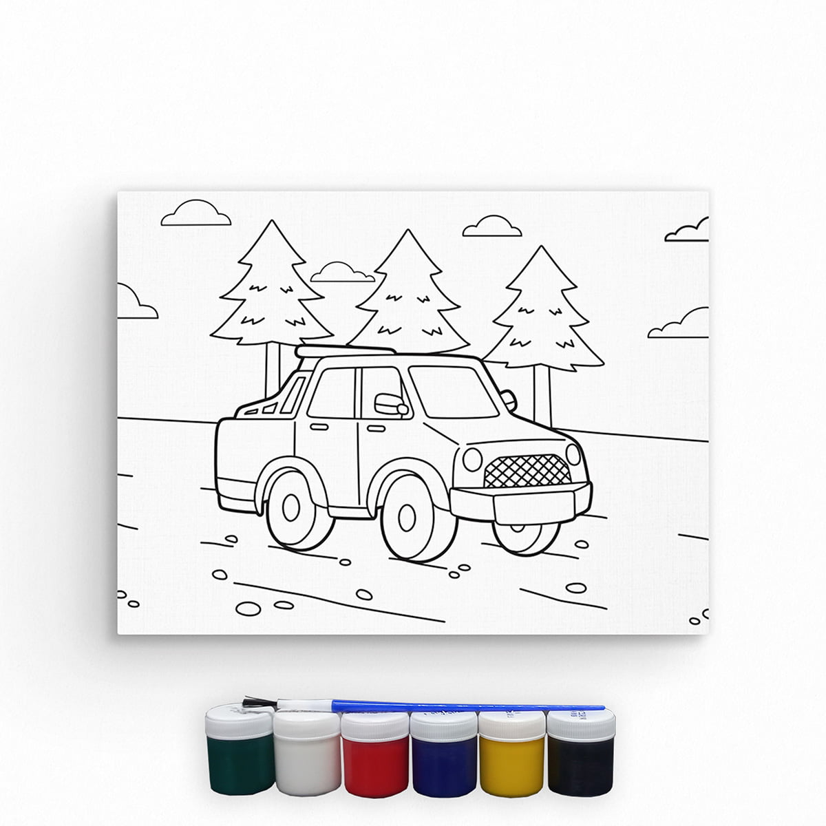 Tela Para Pintura Infantil Colorir Pintar Canvas Carro com Tinta e