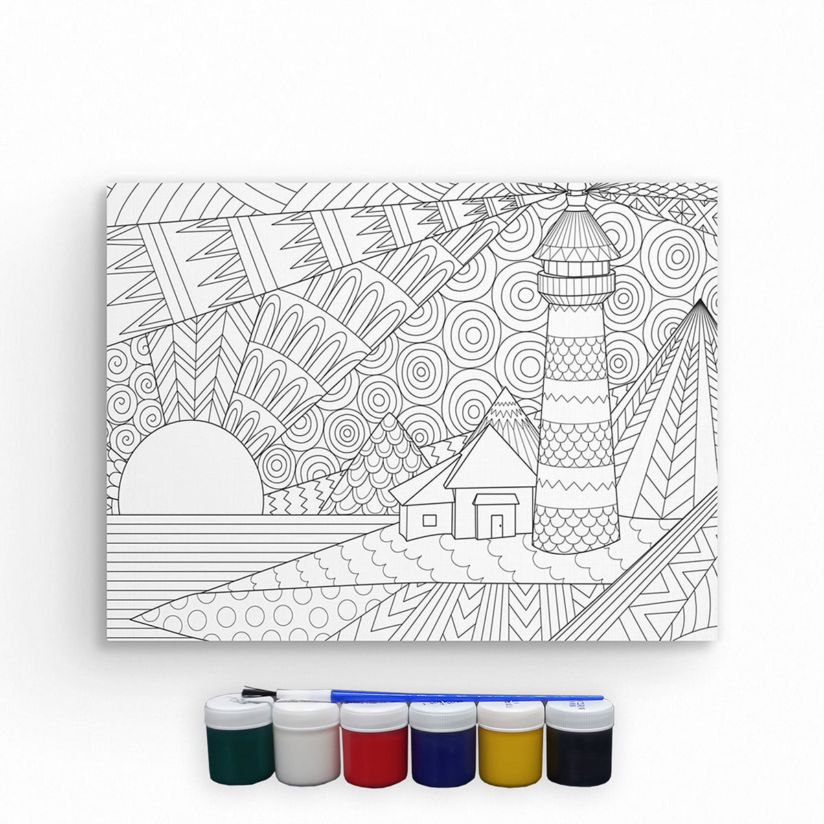 Tela Para Pintura Infantil Colorir Pintar Canvas Farol com Tinta e Pincel