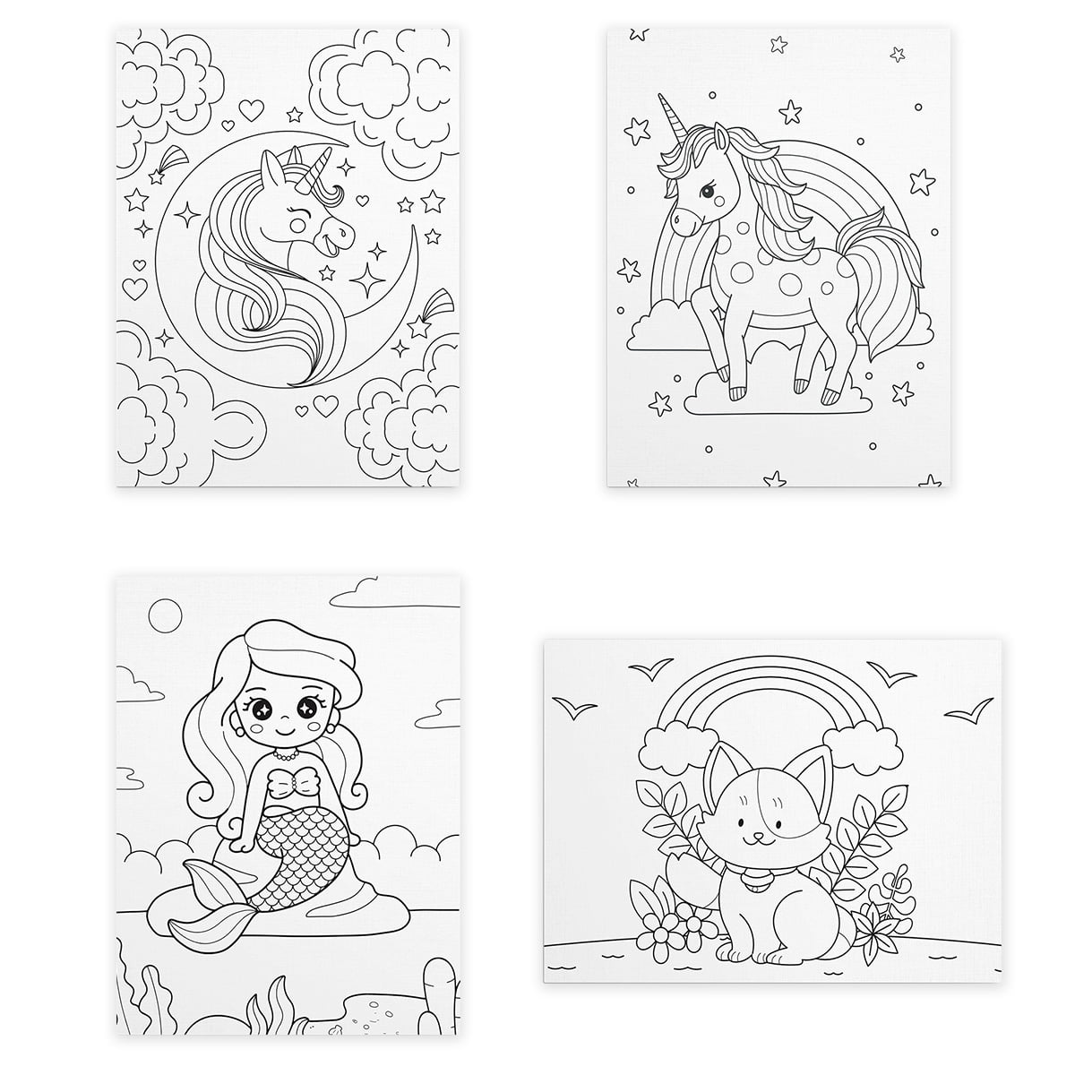 Tela Para Pintura Infantil Colorir Pintar Canvas Kit 4 Unidades Menina -  Loja PlimShop