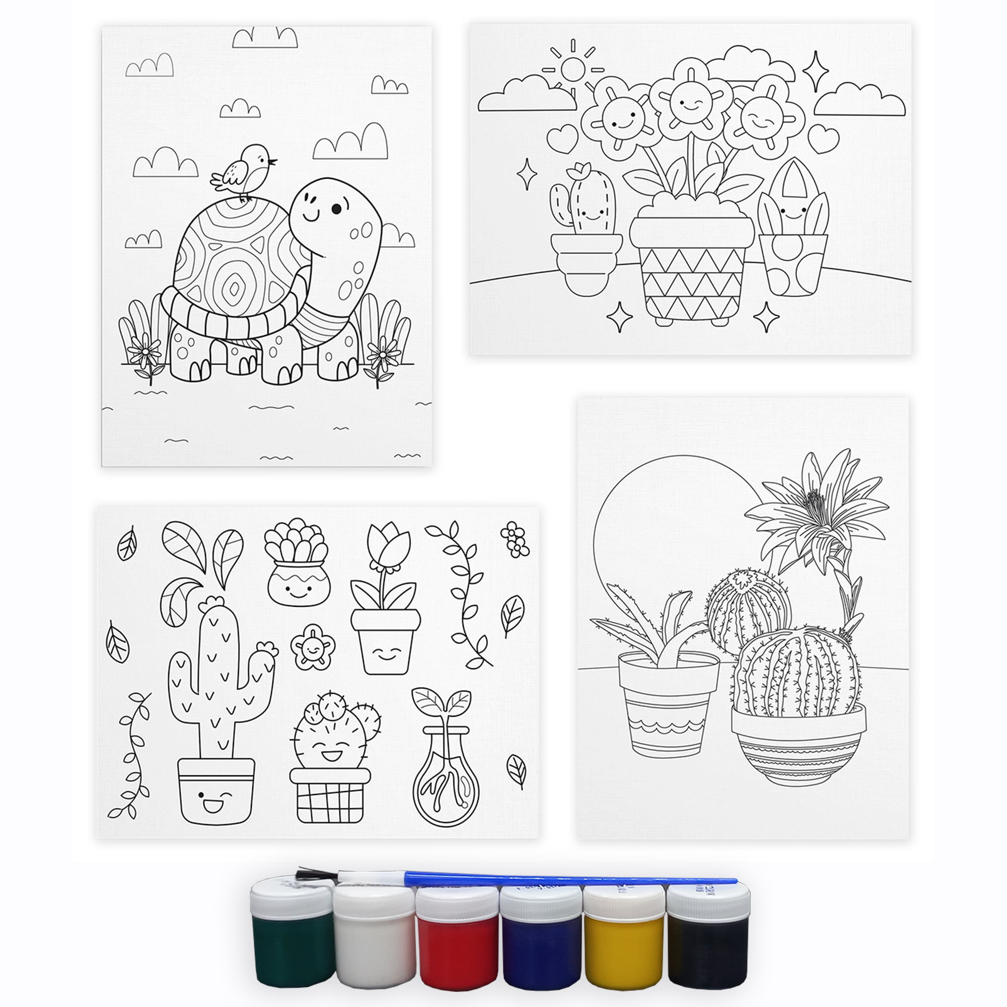 Tela Para Pintura Infantil Colorir Pintar Canvas Kit 4 Unidades Menina -  Loja PlimShop