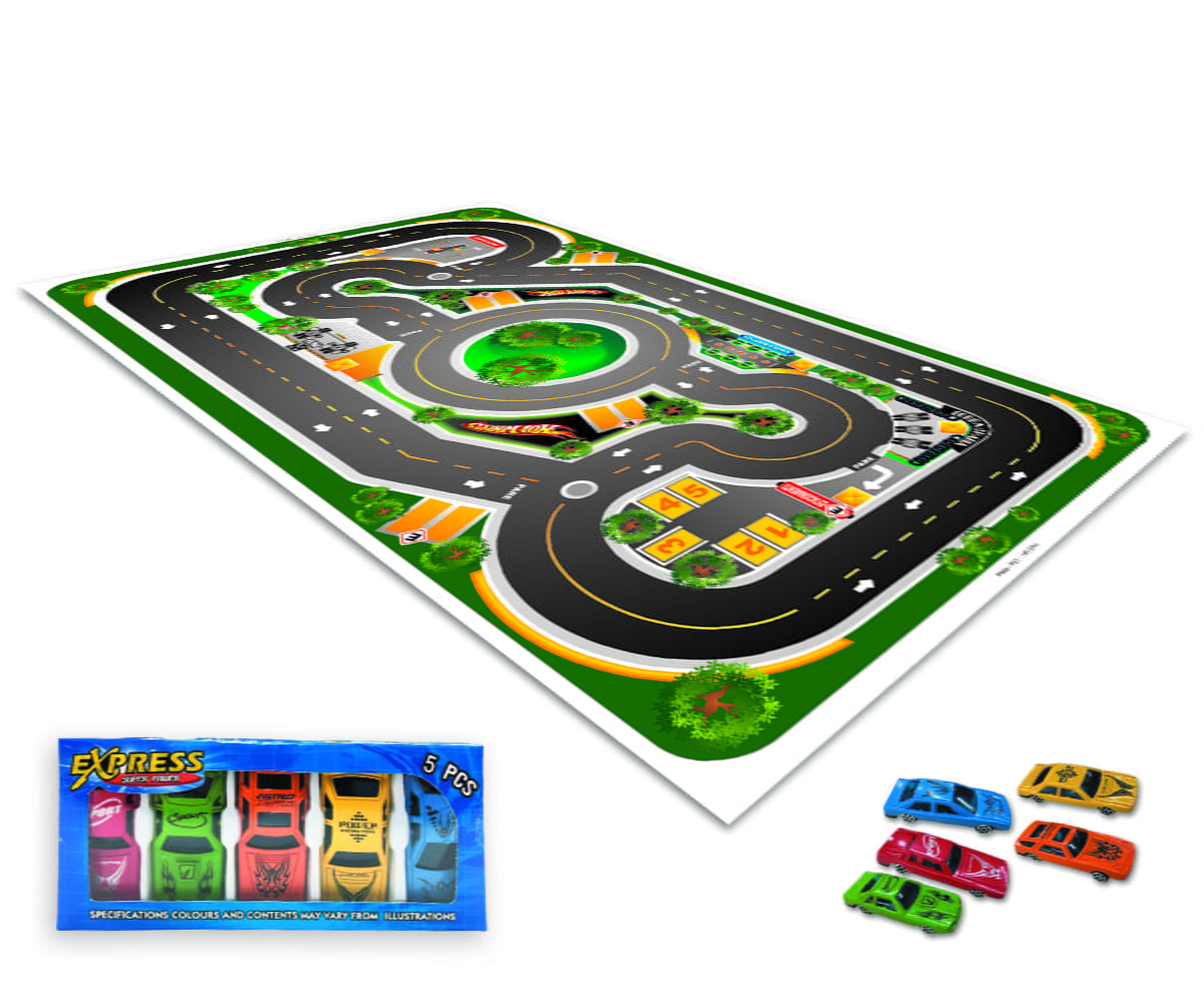 Pista De Carrinhos Corrida Brinquedo Infantil + 6 Carrinhos