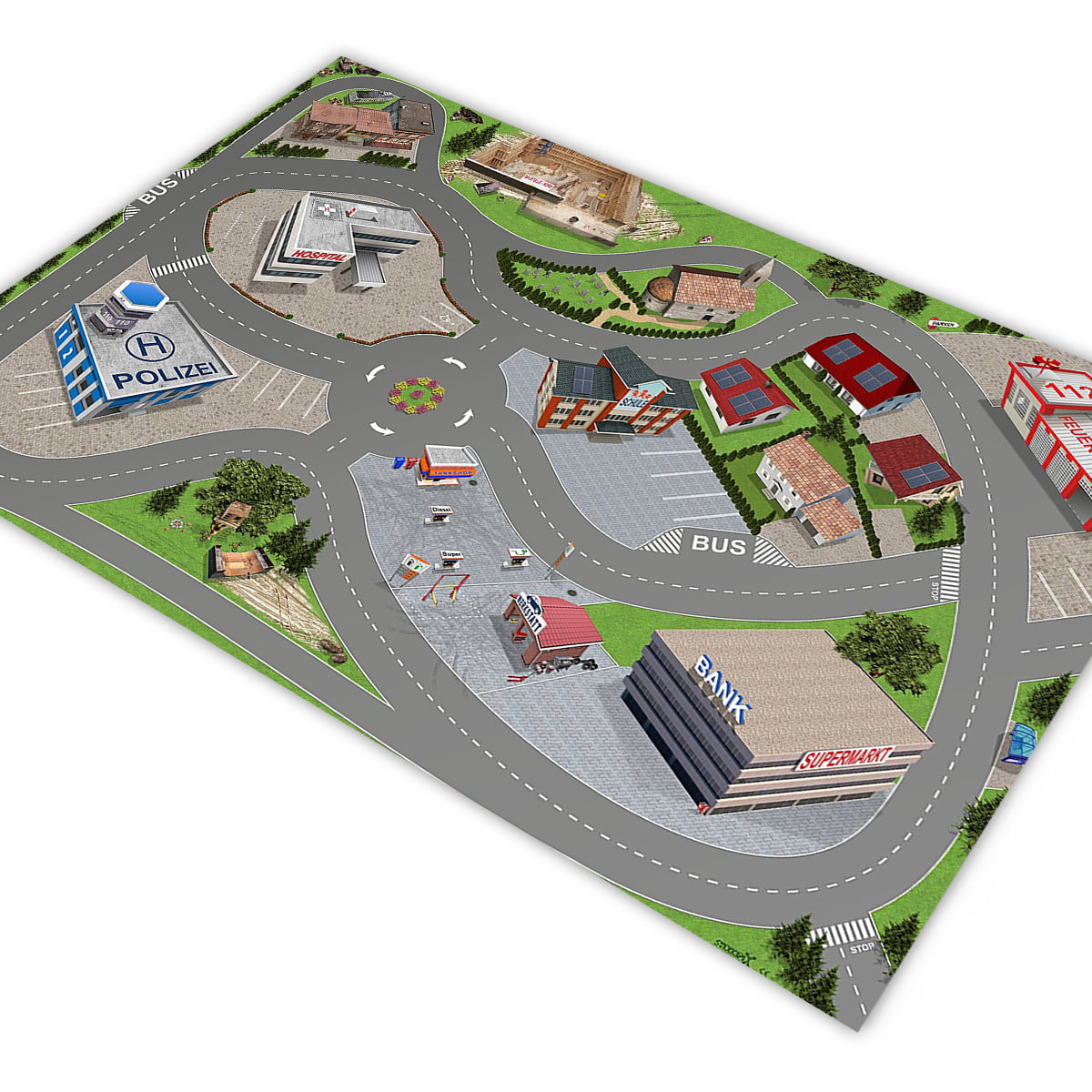 Pista Para Carrinhos HOTCARS Cidade Fazenda Animais 1,8x1,2m