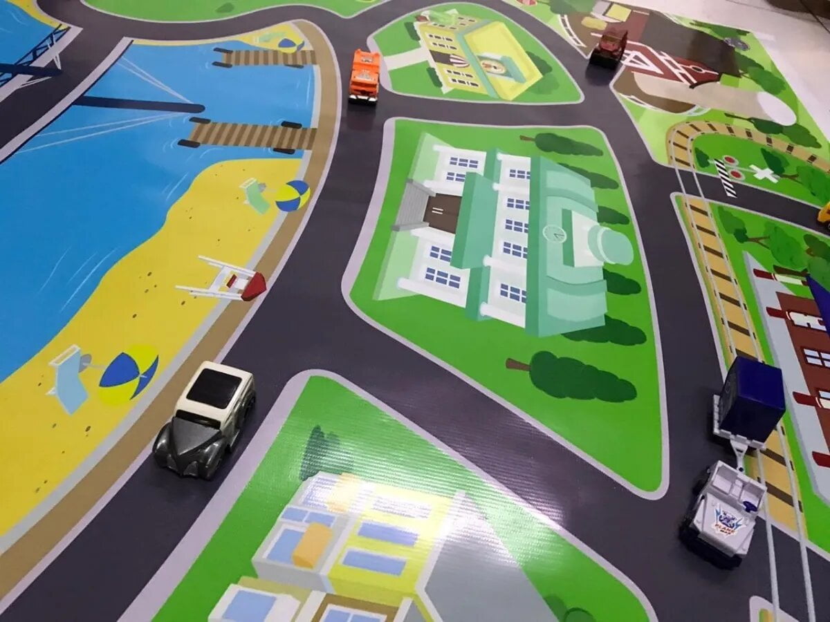 Pista De Carrinho Hotwheels Cidade p/ Chão Em Lona Gigante em