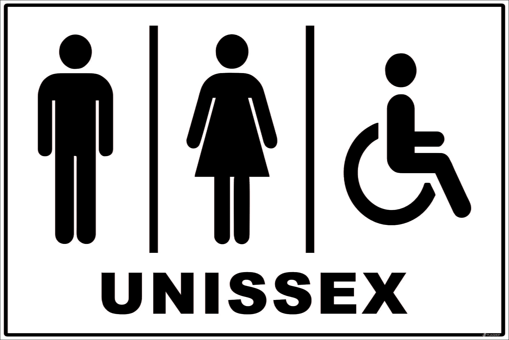 Placa de Banheiro Unissex e Cadeirante Sanitário PS 20x15cm