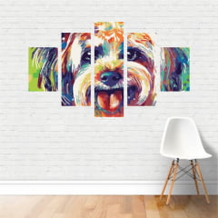 Quadro Cachorro Yorkshire Colorido Decorativo em Tela Canvas