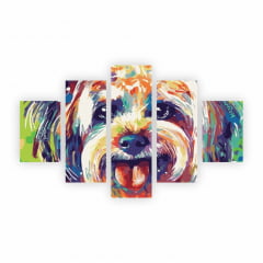 Quadro Cachorro Yorkshire Colorido Decorativo em Tela Canvas