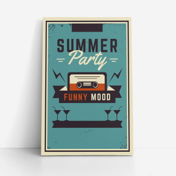 Quadro Summer Party Fita Cassete Funny Mode Canvas 140x90cm  - Cópia (1)