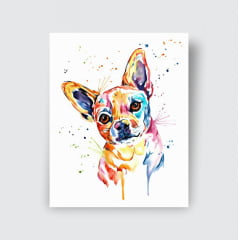 Quadro Canvas Cachorro Chihuahua Animais Tinta 50x40cm
