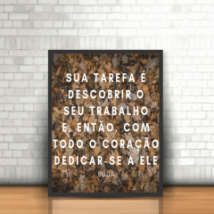 Quadro Religião Frase Buda Folhas Trabalho Moldura 30x40cm