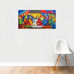 Quadro Religião Santa Ceia Moderna Colorida Jesus em Canvas