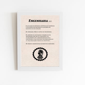 Engenharia Dicionário Quadro Moldura Branca 60x40cm